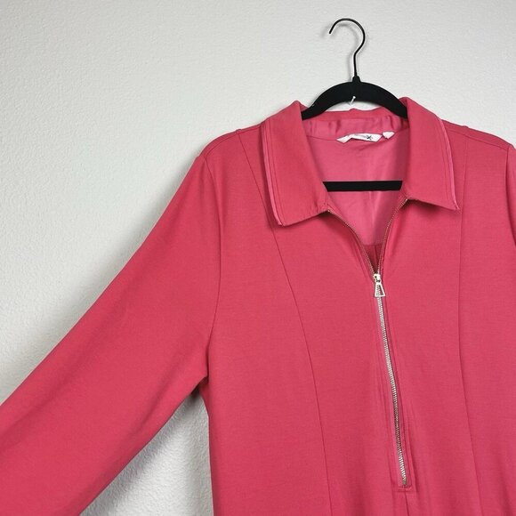 Soft Surroundings Women's XL Swingtime Half Zip Collared Maxi Dress Coral Ponte - Picture 4 of 16